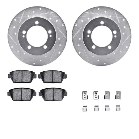 DYNAMIC FRICTION CO 7512-72018, Rotors-Drilled and Slotted-Silver w/ 5000 Advanced Brake Pads incl. Hardware, Zinc Coat 7512-72018